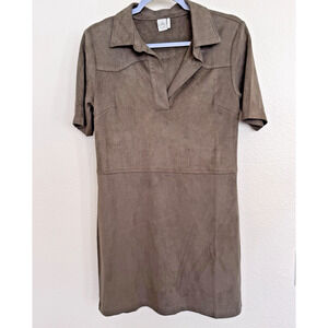 Paper Crane Faux Suede Med Mini Dress in Brown